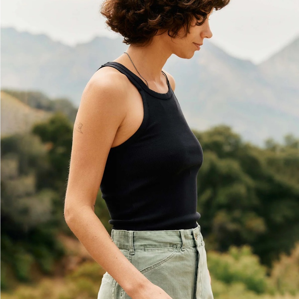 imogene + willie Black Ribbed Racerback Tank - Picture 3 of 6